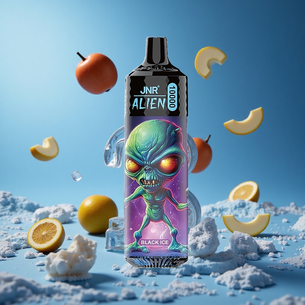 JNR Alien 10000 Puffs سيجارة إلكترونية ببطارية 850 مللي أمبير/ساعة نكهة الجليد الأسود