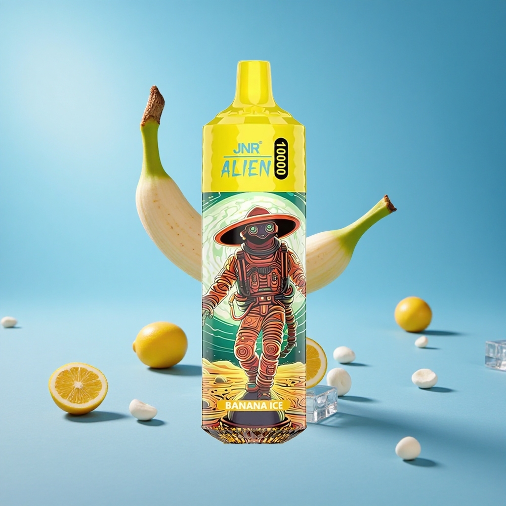 JNR Alien 10000 Puffs موز مثلج بسعة بطارية 850mAh وإضاءة LED