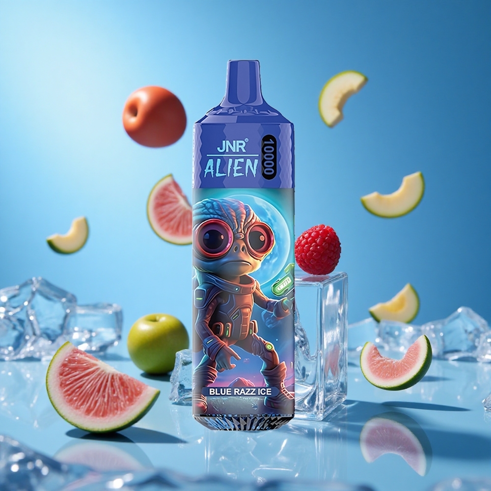 JNR Alien 10000 Puffs فيب قابل للتصرف توت أزرق مثلج مع شحن سريع نوع-C وبطارية 850mAh