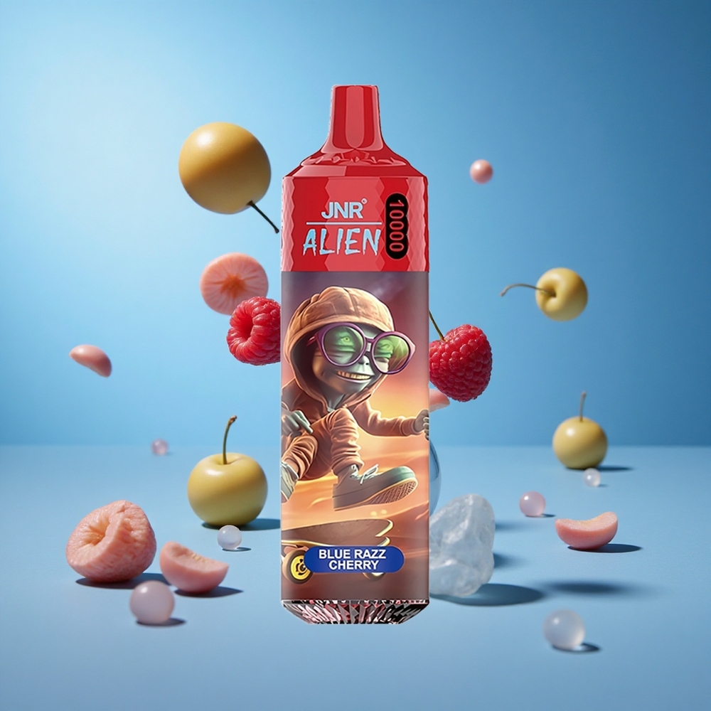 JNR Alien 10000 Puffs نكهة التوت الأزرق والكرز مع شاشة LED (RGB) وسعة بطارية 850mAh