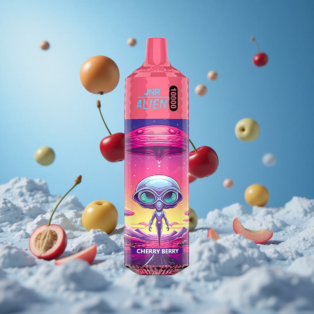JNR Alien 10000 Puffs سيجارة الكرز والتوت مع شاشة LED (RGB) وشحن سريع Type-C