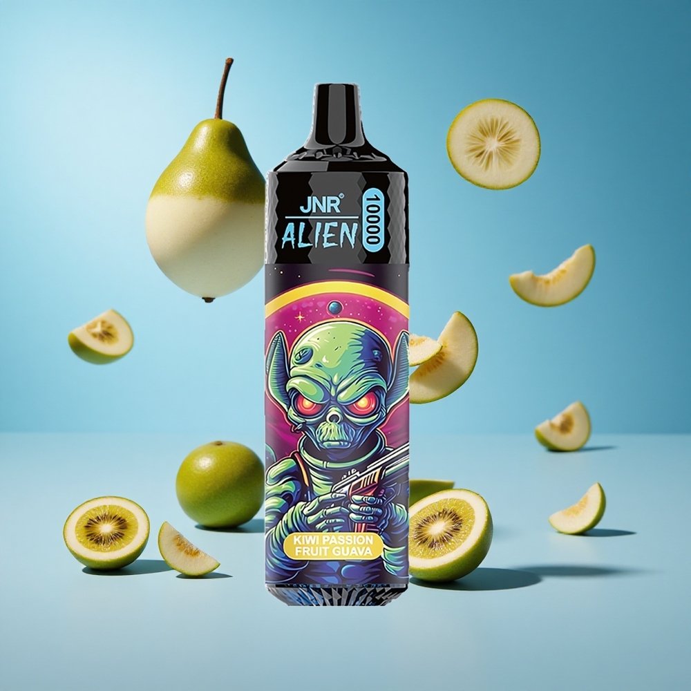 JNR Alien 10000 Puffs كيوي جوافة ماراكويا مع شحن سريع Type-C وإضاءة LED