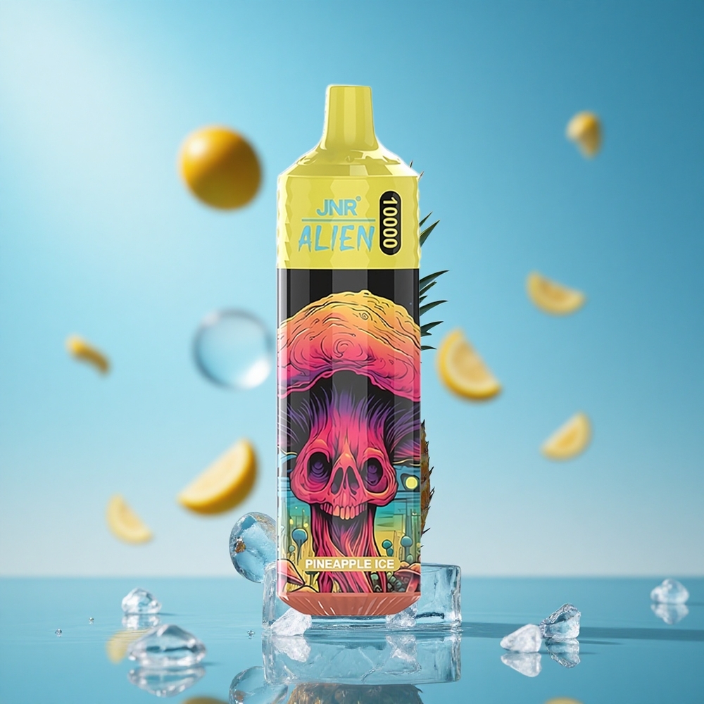 JNR Alien 10000 Puffs فيب بنكهة الأناناس مثلج مع شحن سريع Type-C وإضاءة LED
