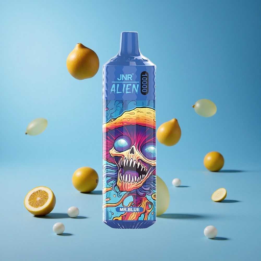 JNR Alien 10000 Puffs سيجارة إلكترونية بشحن سريع Type-C وإضاءة LED (RGB) أزرق