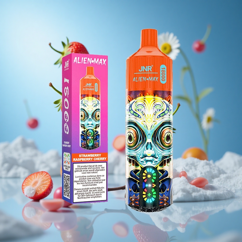 JNR Alien Max 18000 Puffs فراولة توت عُلّيق بِبَطارية 850mAh وشاحن Type-C