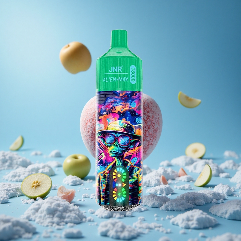 JNR Alien Max 18000 Puffs فاكهة التفاح المجمد شاشة LED ذكية ونوع-C الشحن السريع