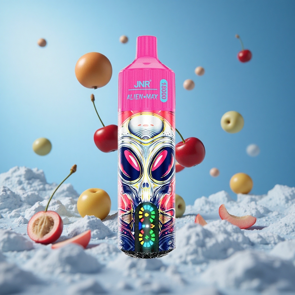 JNR Alien Max 18000 Puffs سحابة الكرز والتوت مع شاشة LED ذكية ونواة مزدوجة