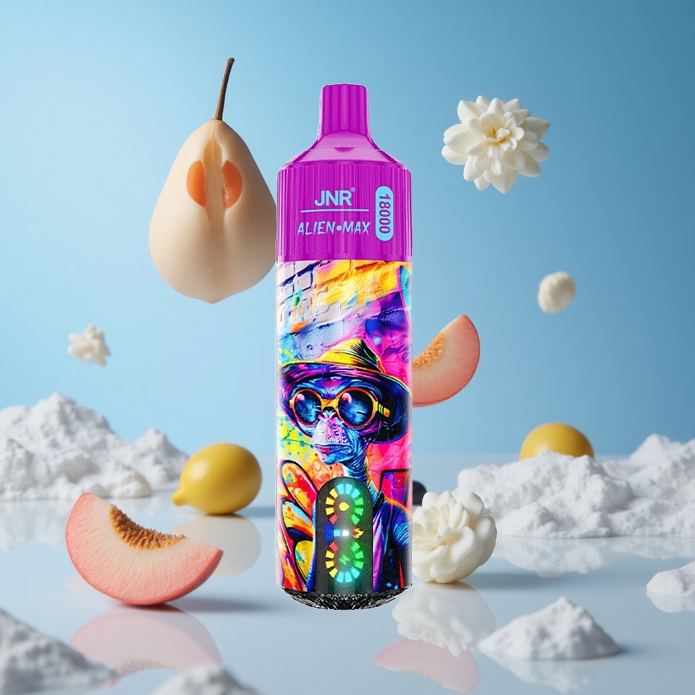 JNR Alien Max 18000 Puffs بخوخ وتوت أزرق شاشة LED ذكية