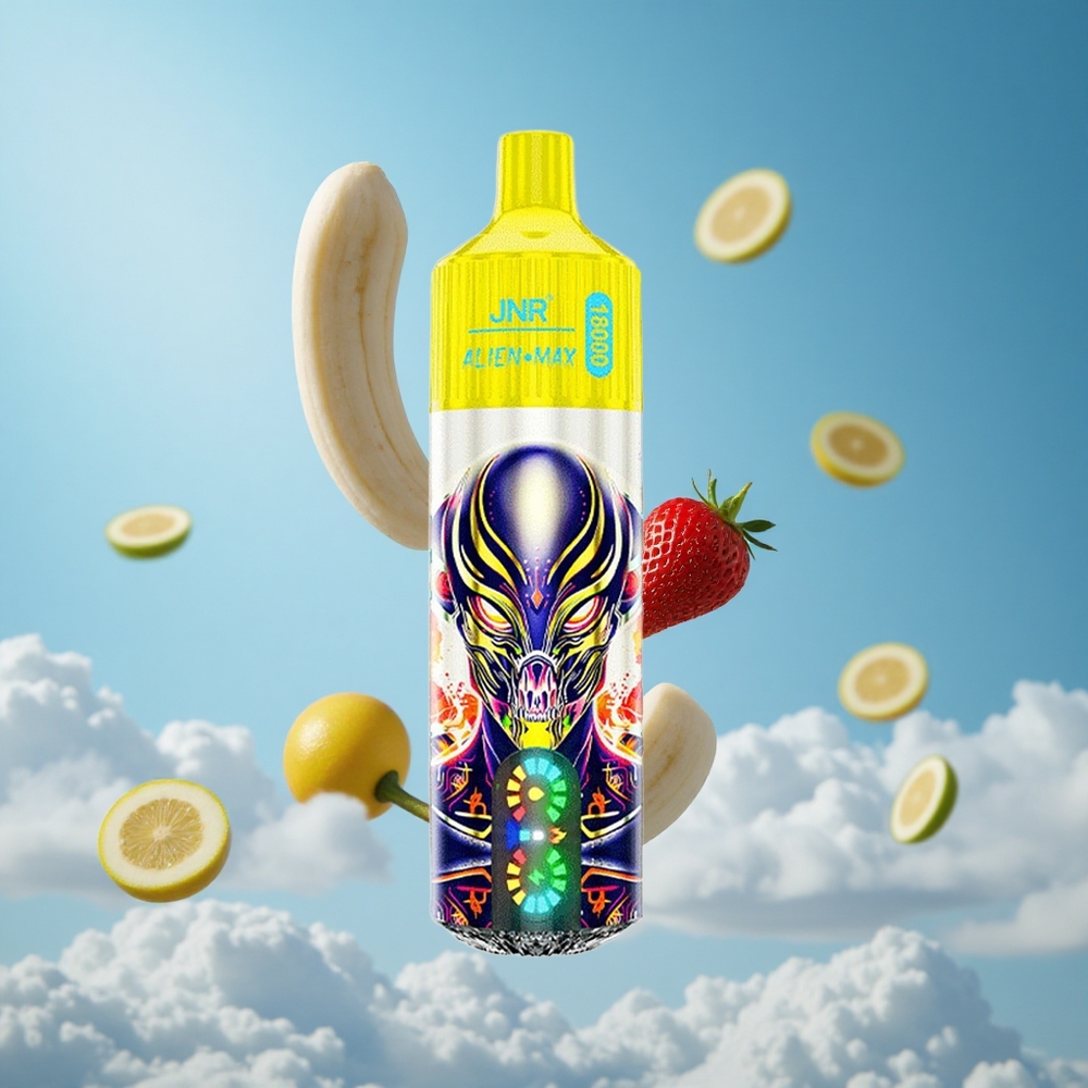JNR Alien Max 18000 Puffs فراولة موز شاشة LED ذكية وشاحن Type-C