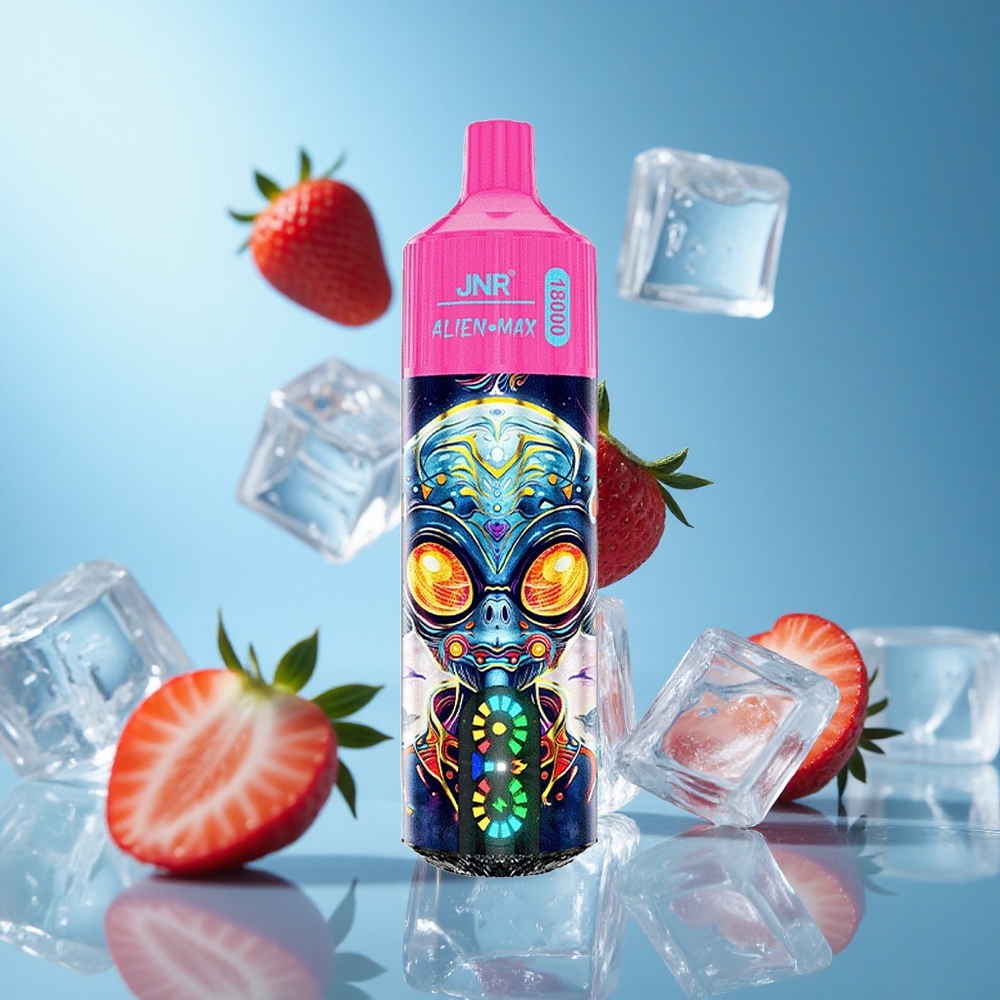 JNR Alien Max 18000 Puffs ستروبيري آيس بشاشة LED ذكية وشاحن Type-C سريع
