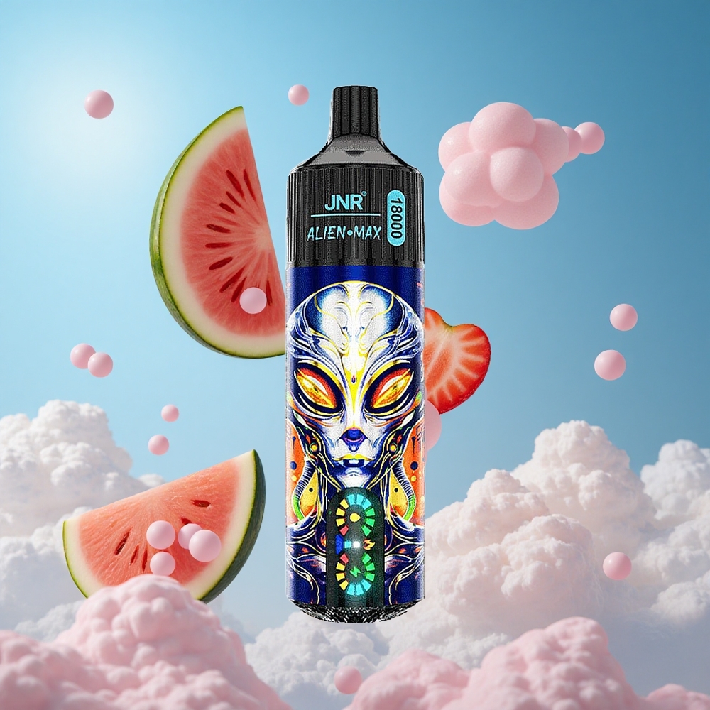 JNR Alien Max 18000 Puffs فراولة بطيخ غزل بنات شاشة ذكية LED وشاحن Type-C سريع