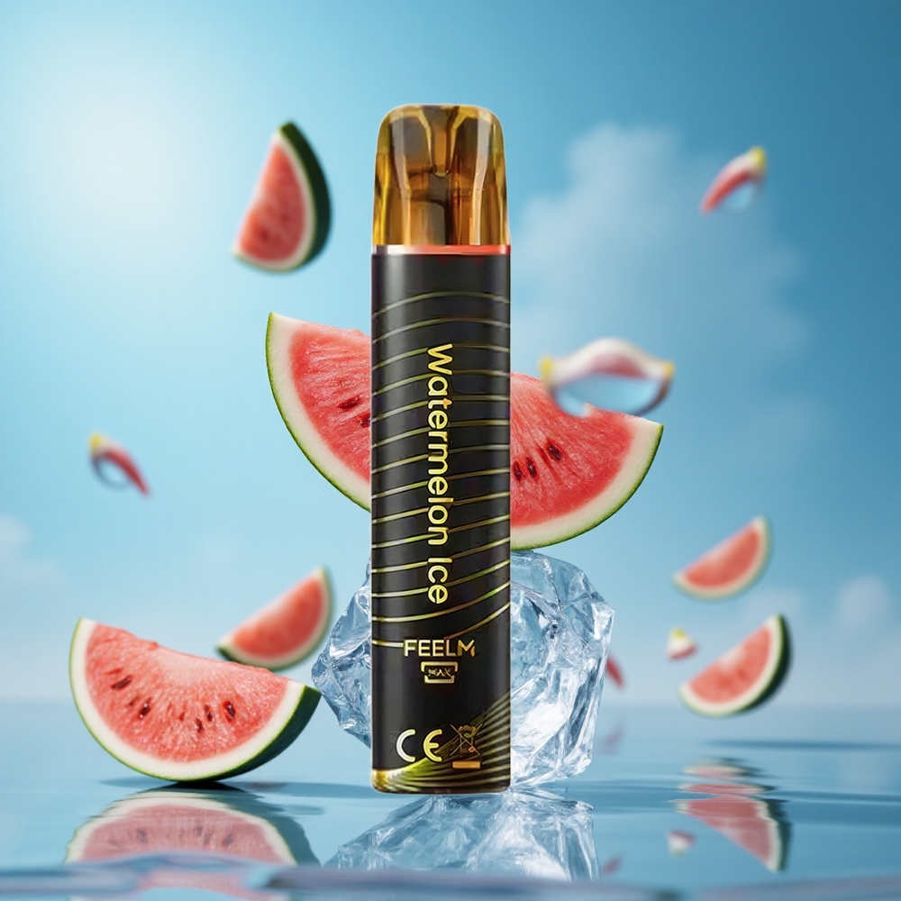 JNR Black&Golden 600+200 بخاخ سجائر إلكترونية بطعم البطيخ المثلج بسعة 550 مللي أمبير و 2 مل من السائل