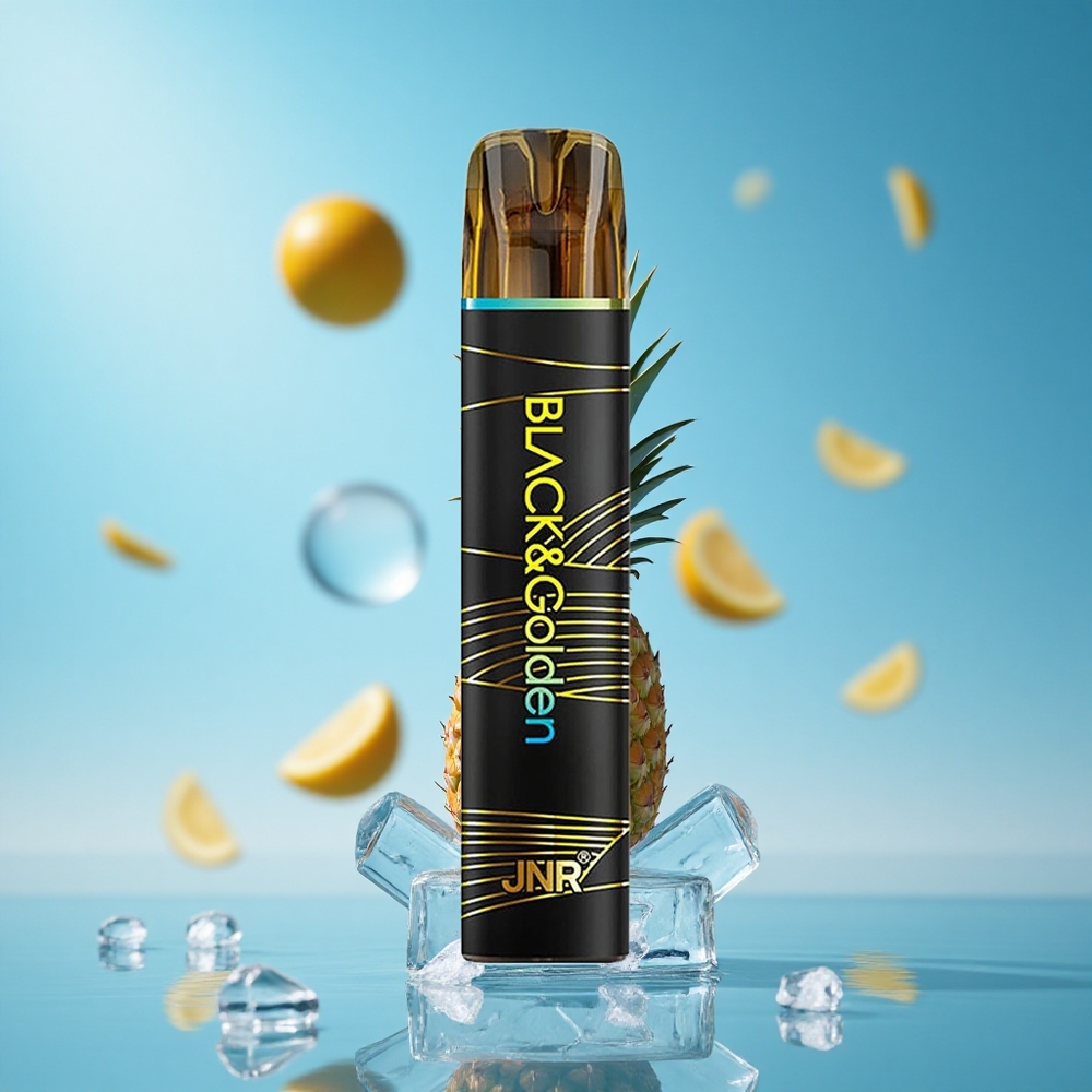 JNR Black&Golden 600+200 Puffs سيجارة إلكترونية للاستخدام مرة واحدة أناناس جليدي 800 نفخة