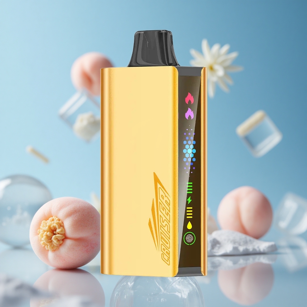 JNR Cruiser 12000 Puffs بخاخة نيكوتين 50ملغم/مل خوخ مثلج بشاشة عرض متحركة