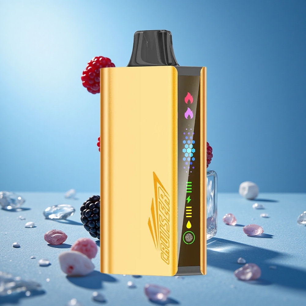 JNR Cruiser 12000 Puffs بخاخ قابل للتصريف بدون شحن توت أسود مثلج مع شاشة عرض متحركة