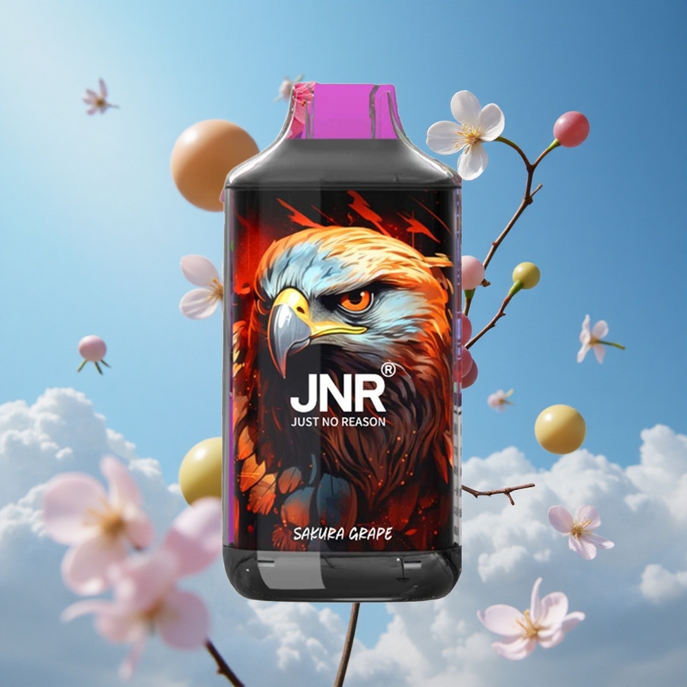 JNR Falcon 16000 Puffs ساكورا عنب سعة بطارية 850 ملي أمبير وشاحن Type C & Lightning