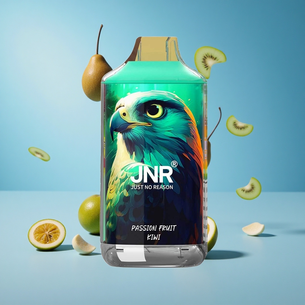 JNR Falcon 16000 Puffs فاكهة العاطفة والكيوي Dual Mesh Coil شاحن Type C & Lightning