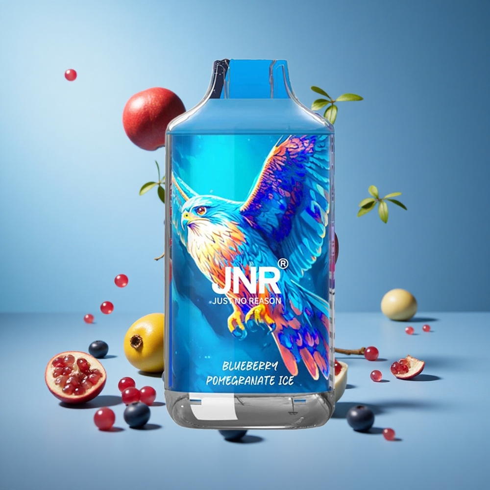 JNR Falcon 16000 Puffs توت أزرق ورمان جليد مع شاشة LED ذكية وسعة بطارية 850 مللي أمبير