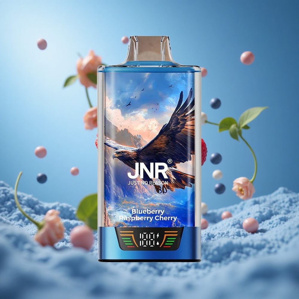 JNR Falcon Pro 28000 سيجارة إلكترونية قابلة للتصريف بتوت أزرق وتوت أحمر وكريز بسعة 30مل وشاشة ذكية