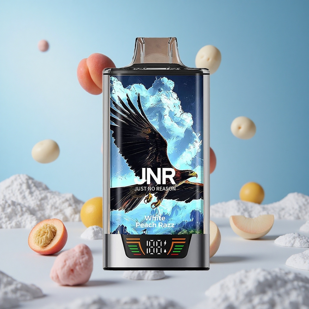 JNR Falcon Pro 28000 سحابة التخليط الأبيض الخوخ والتوت مع شاشة ذكية وملء مسبق 30مل