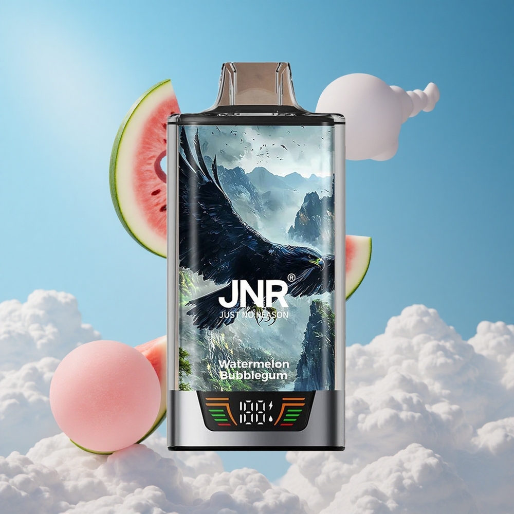 JNR Falcon Pro 28000 بخاخة نكهة بطيخ وعلكة مع شاشة ذكية وشحن USB Type-C