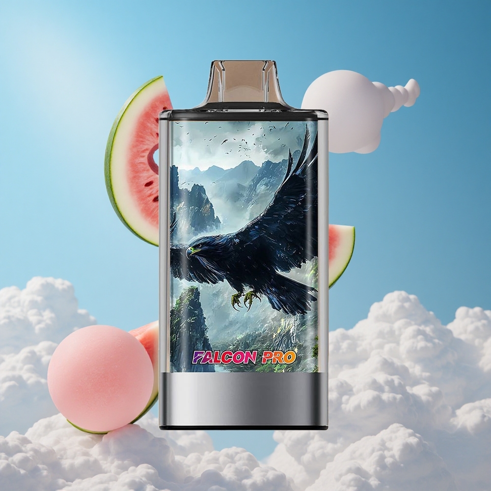 JNR Falcon Pro 28000 بخاخة نكهة بطيخ وعلكة مع شاشة ذكية وشحن USB Type-C
