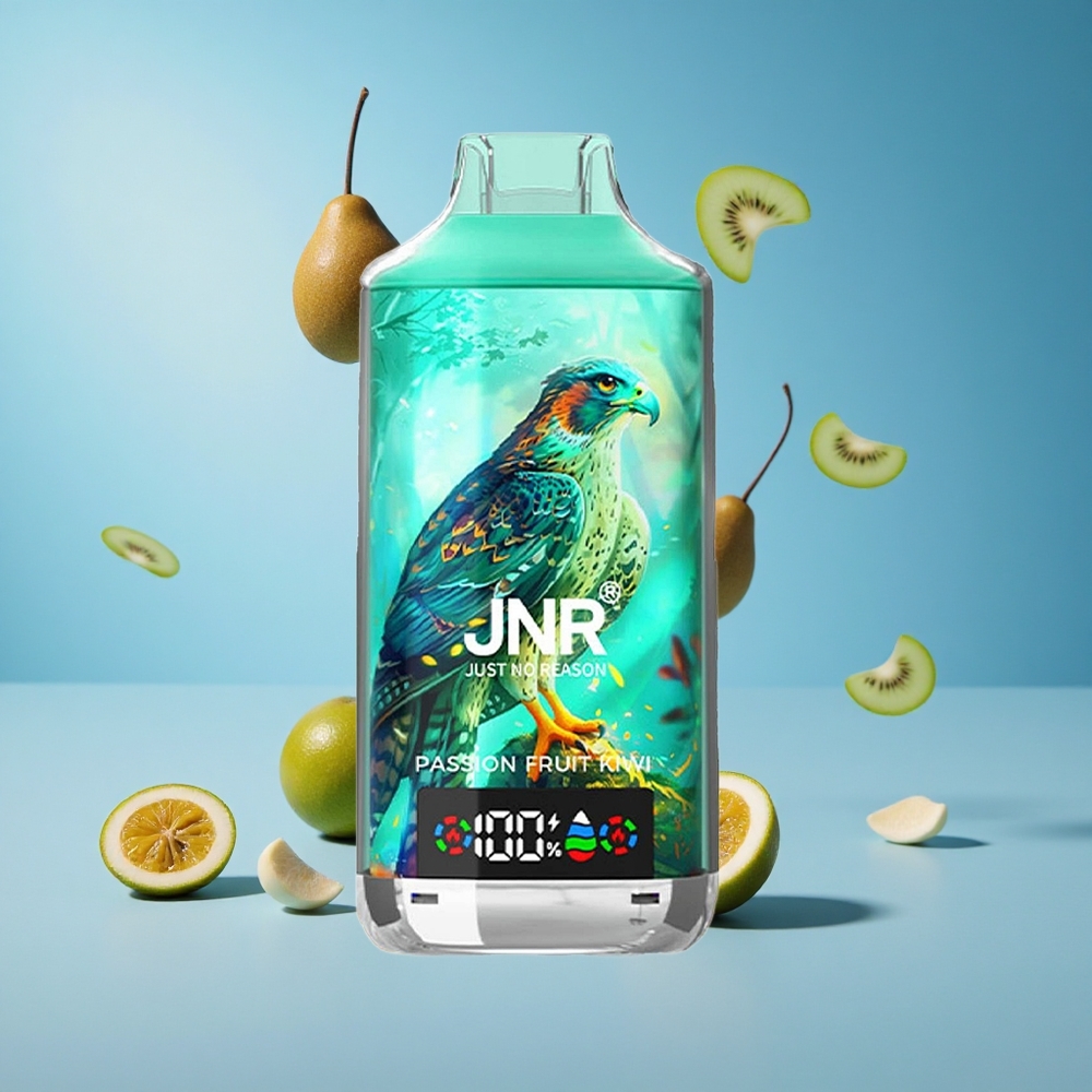 JNR Falcon X 18000 Puffs سيجارة إلكترونية بنكهة فاكهة العاطفة والكيوي بشاشة رقمية وسعة بطارية 750 مللي أمبير