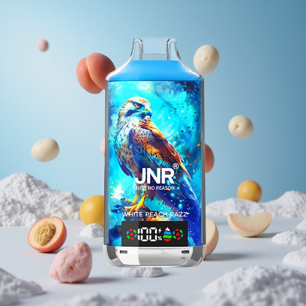 JNR Falcon X 18000 Puffs White Peach Razz سعة السائل 24مل وشاشة رقمية