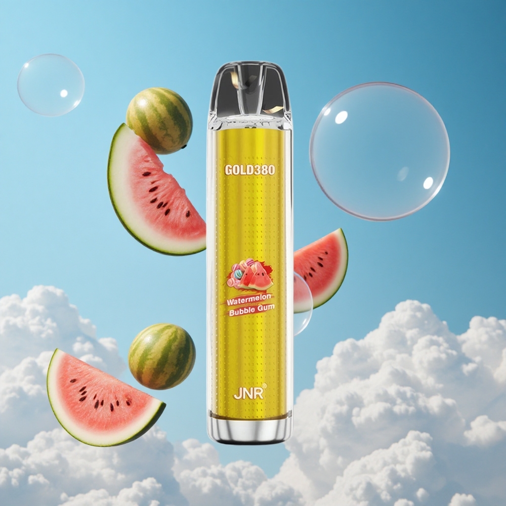 JNR Gold380 6000 Puffs مبخر قابل للتخلص بنكهة البطيخ وعلكة الفقاعات بسعة 13مل وبطارية 1500 مللي أمبير