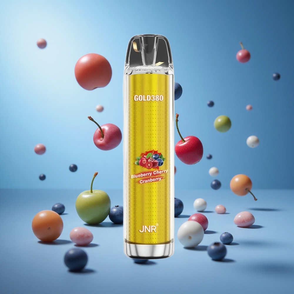 JNR Gold380 6000 Puffs سيجارة إلكترونية ذات استخدام لمرة واحدة بتوت أزرق وكريز وتوت بري بسعة 13 مل