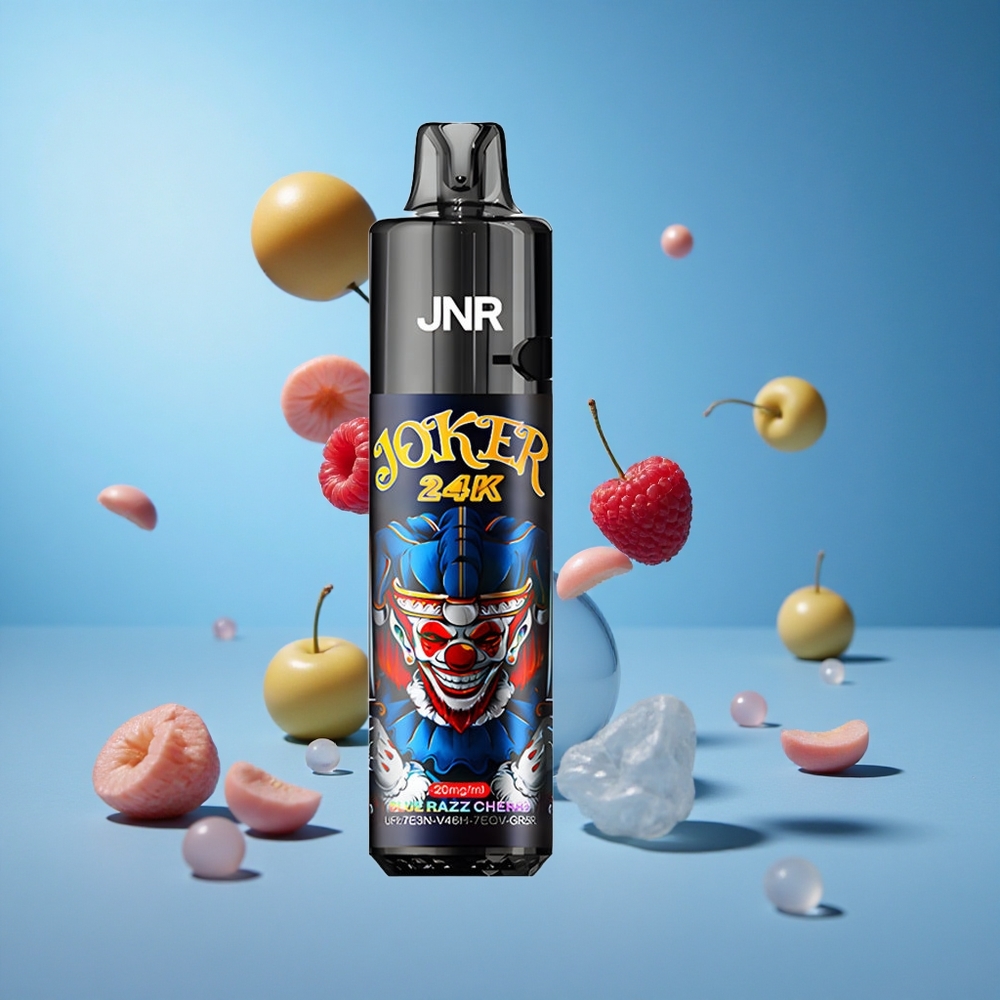 JNR Joker 24K Puffs علبة قابلة لإعادة الملء 10 مل بطارية 800 مللي أمبير Blue Razz Cherry