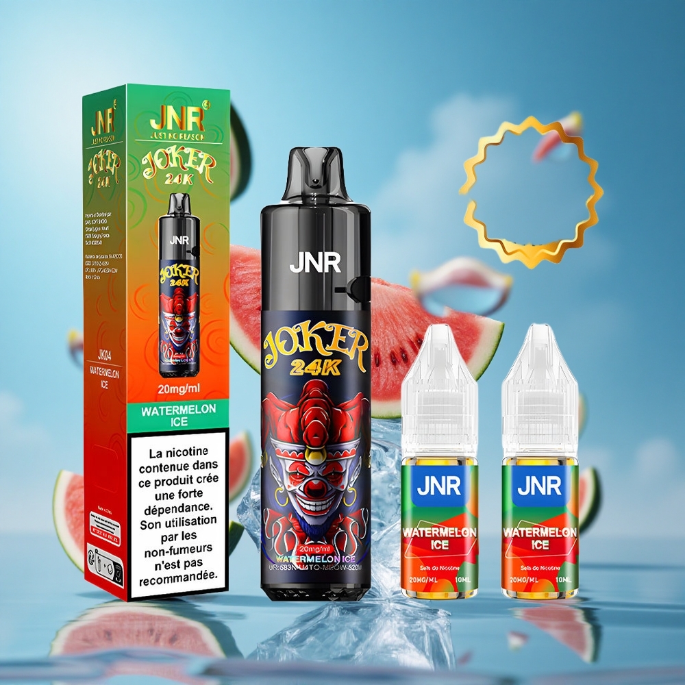 JNR Joker 24K Puffs جهاز تبخير قابل لإعادة التعبئة بنكهة البطيخ المثلج مع شحن Type-C