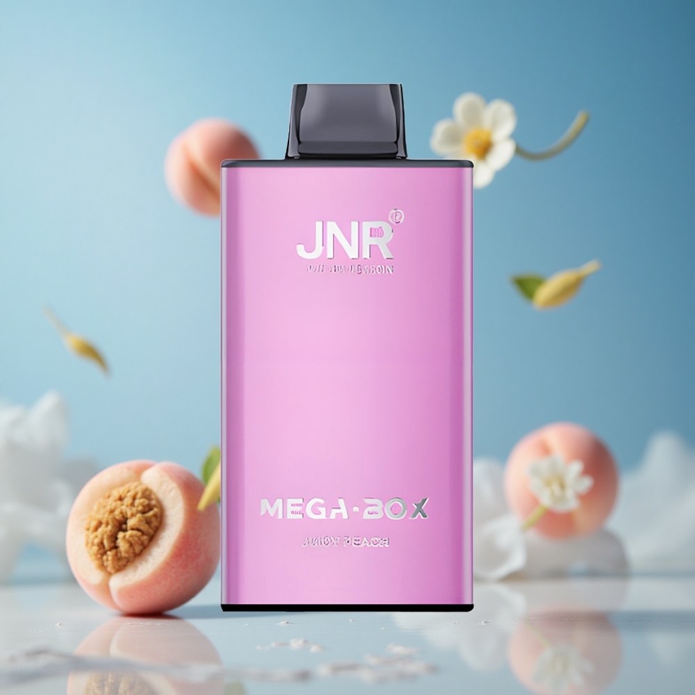 JNR Mega Box 25000 نفخة سجارة إلكترونية خوخ عصير بسعة 30مل وبطارية 850 مللي أمبير