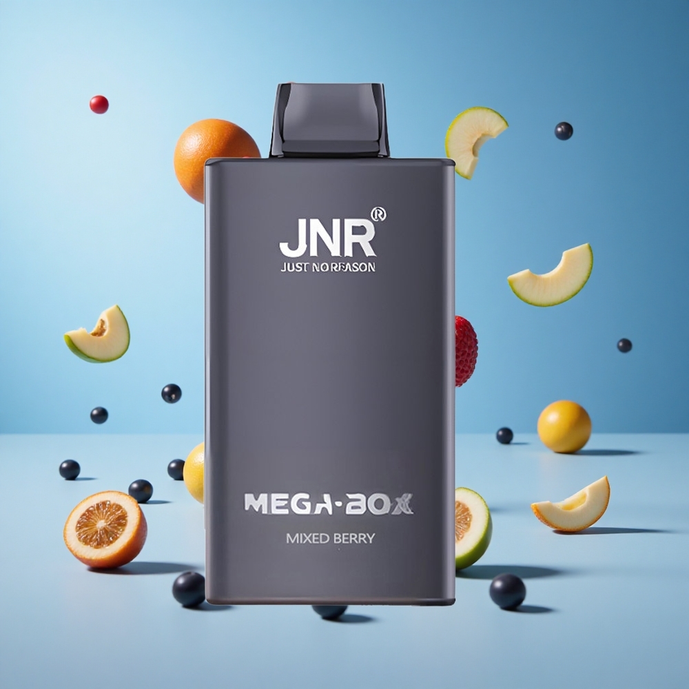 JNR Mega Box 25000 نفخة سيجارة إلكترونية ذات استخدام لمرة واحدة توت مشكل بسعة 30 مل و شحن سريع Type-C