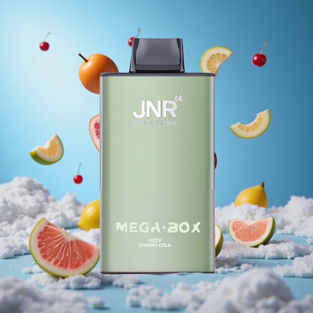 JNR Mega Box 25000 Puffs ڤيب قابل للتصريف كرز فوار وكولا بسعة 30مل وبطارية 850 مللي أمبير