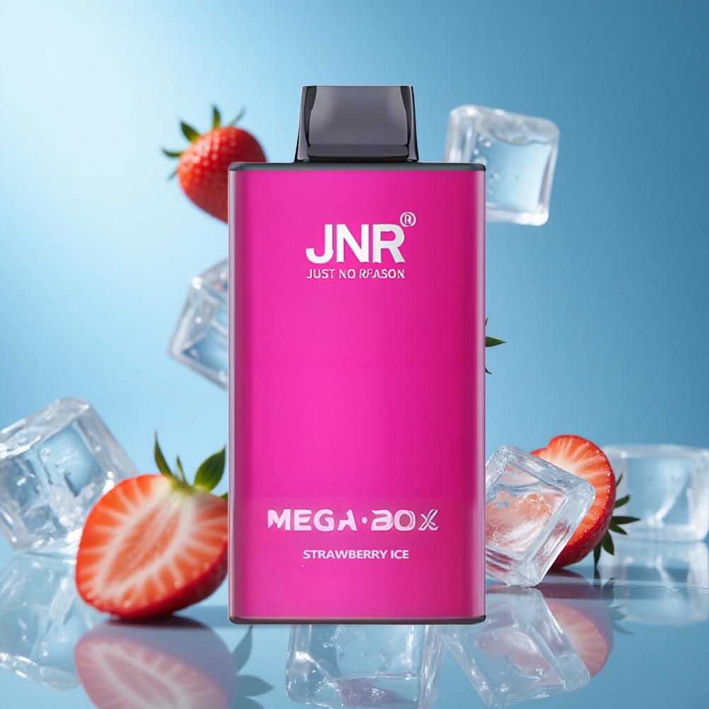 JNR Mega Box 25000 Puffs ستروبيري آيس سعة 30مل وبطارية 850 مللي أمبير