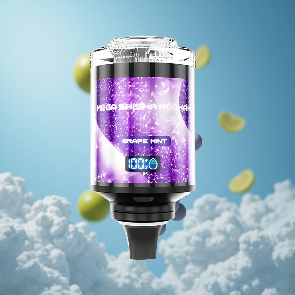 JNR Mega Shisha Hookah 100K عنب ونعناع سعة 60 مل شاشة ذكية تفاعلية