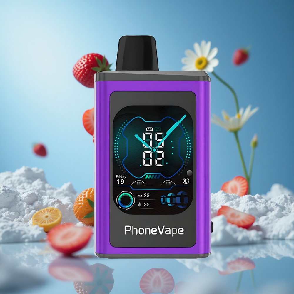 JNR PhoneVape 30000 نفخة سيجارة إلكترونية قابلة لإعادة الشحن 850 مللي أمبير كرز فراولة توت