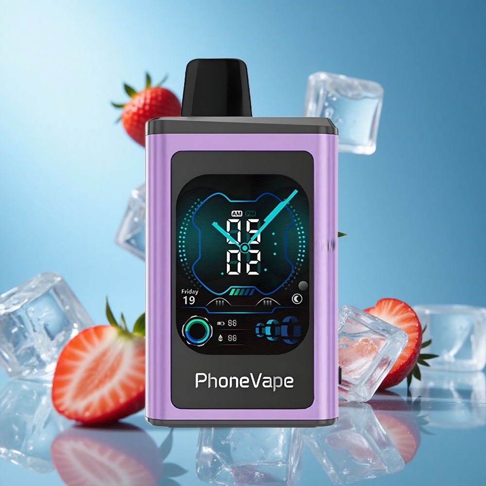 JNR PhoneVape 30000 نَفخة بطارية 850mAh قابلة لإعادة الشحن بنكهة الفراولة والثلج