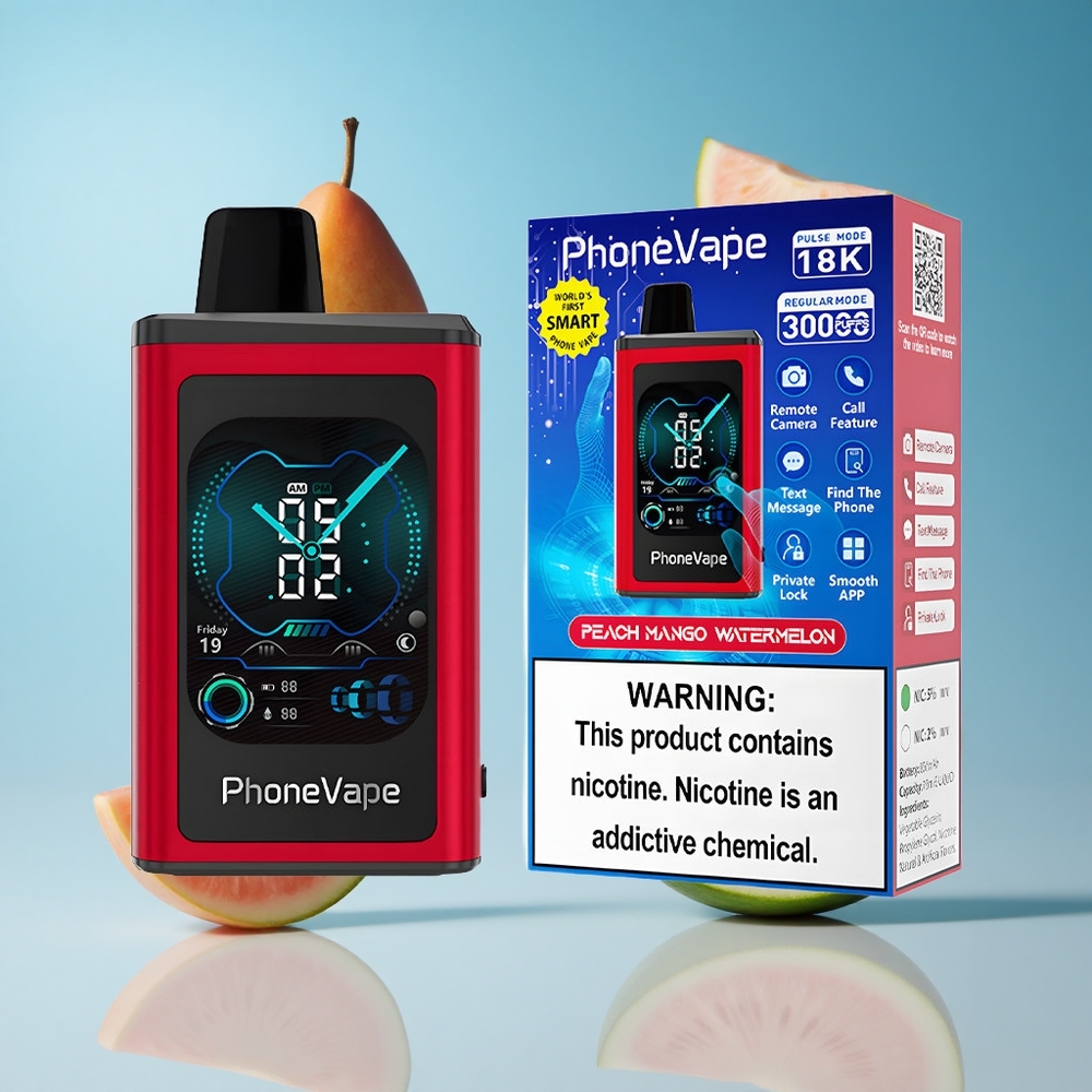 JNR PhoneVape 30000 نفخة بخاخ قابل لإعادة الشحن 850mAh Type-C بطعم الخوخ والمانجو والبطيخ
