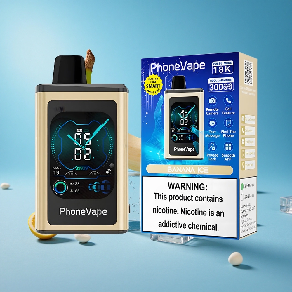 JNR PhoneVape 30000 نفخة مع نكهة الموز الجليدي وبطارية قابلة للشحن Type-C 850mAh