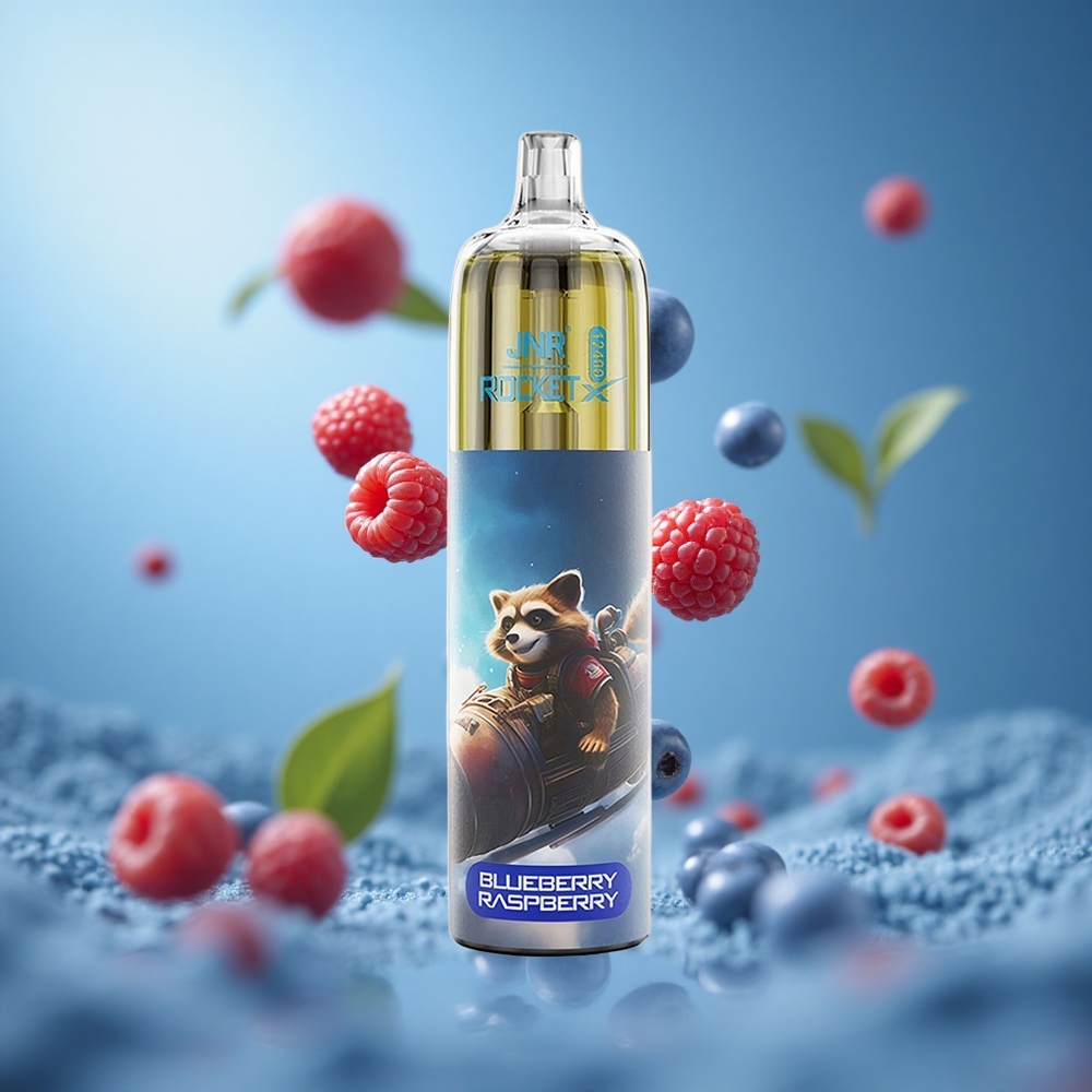 JNR Rocket-X 12400 Puffs سيجارة إلكترونية للاستخدام مرة واحدة توت أزرق وتوت العليق مع إضاءة RGB وشاحن Type-C