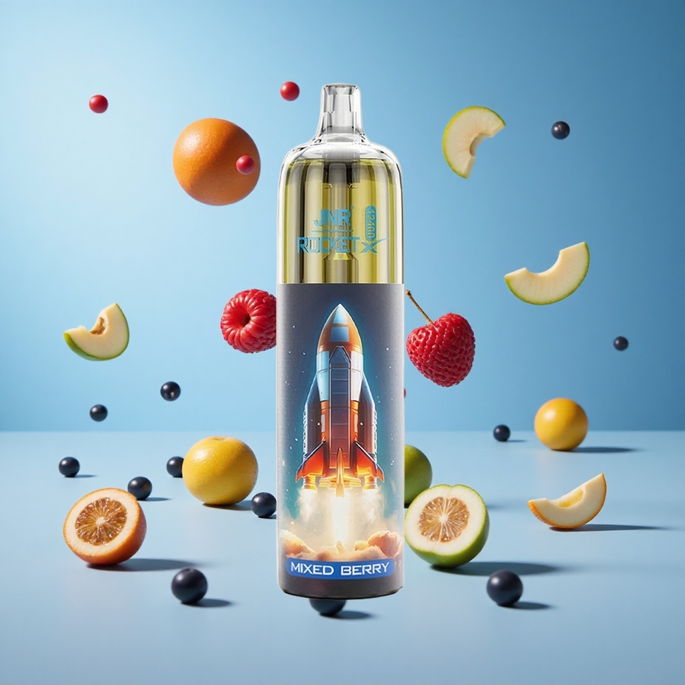 JNR Rocket-X 12400 Puffs سحابة التوت المختلط مع إضاءة RGB وشاحن Type-C