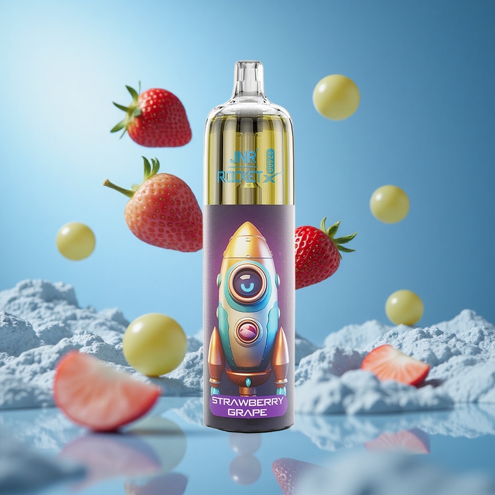 JNR Rocket-X 12400 Puffs سيجارة إلكترونية للاستخدام مرة واحدة فراولة عنب مع تدفق هواء قابل للتعديل وشحن Type-C سريع