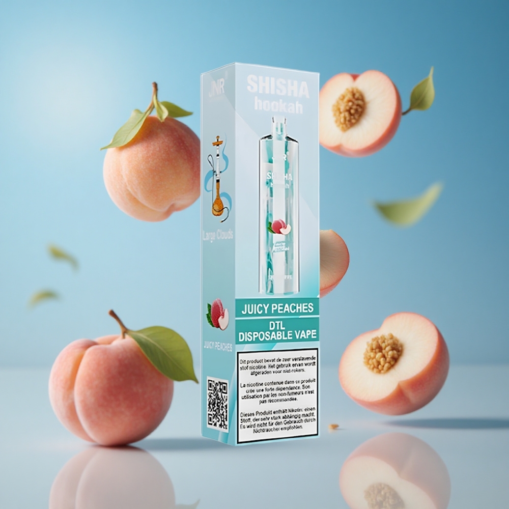 JNR Shisha Hookah 12000 Puffs بخوخ عصيري سعة 24مل وشاحن Type-C