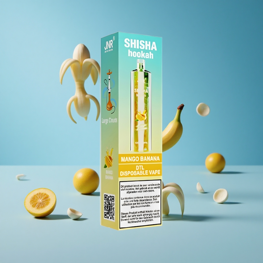 JNR Shisha Hookah 12000 Puffs شيشة مانجو موز بسعة 24مل وشاحن Type-C