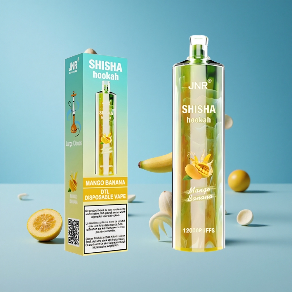 JNR Shisha Hookah 12000 Puffs شيشة مانجو موز بسعة 24مل وشاحن Type-C
