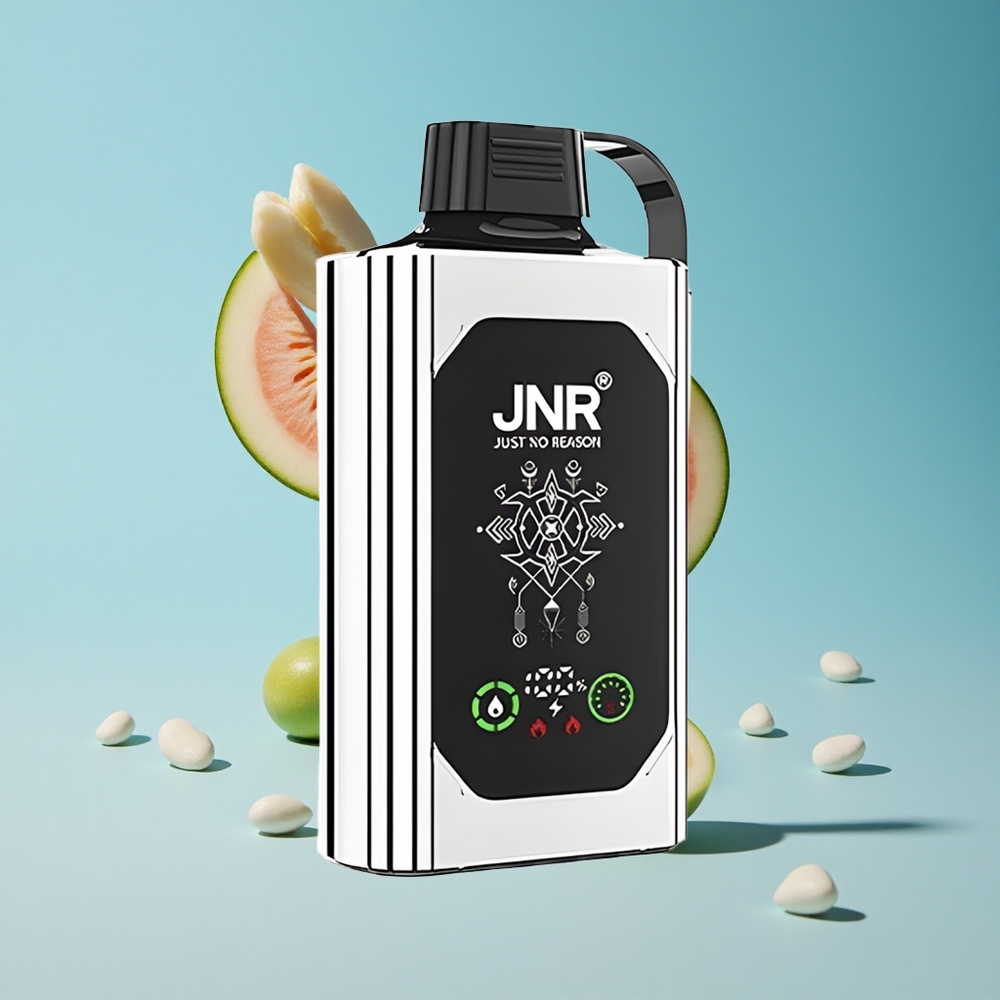 JNR Shisha Hookah Box 20500 نفخة تبخير مزدوج بطعم البطيخ بالنعناع بشاشة عالية الدقة وسعة بطارية 1000 مللي أمبير