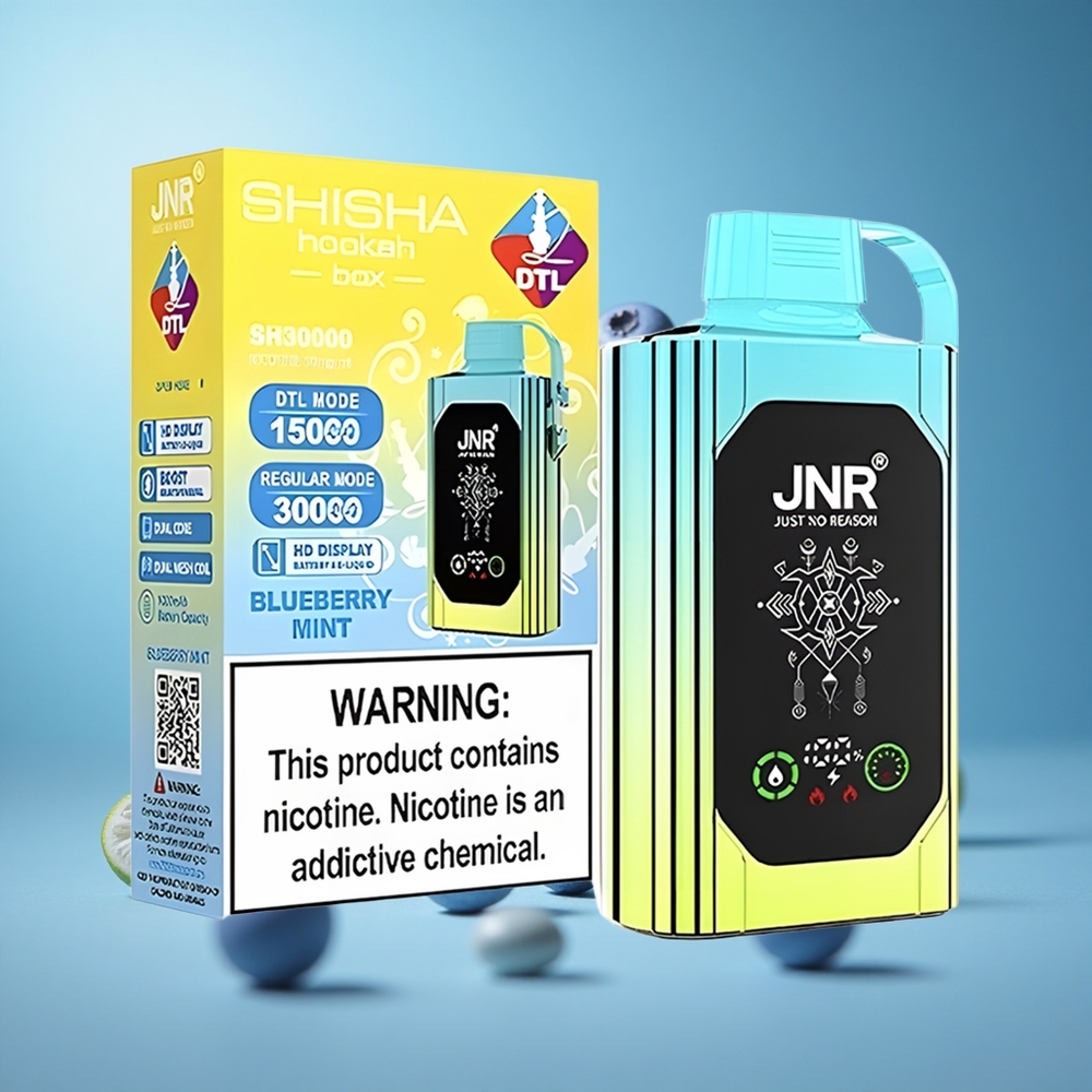 JNR Shisha Hookah Box 20500 Puffs نعناع بلوبيري شاشة عالية الدقة وشحن سريع Type-C
