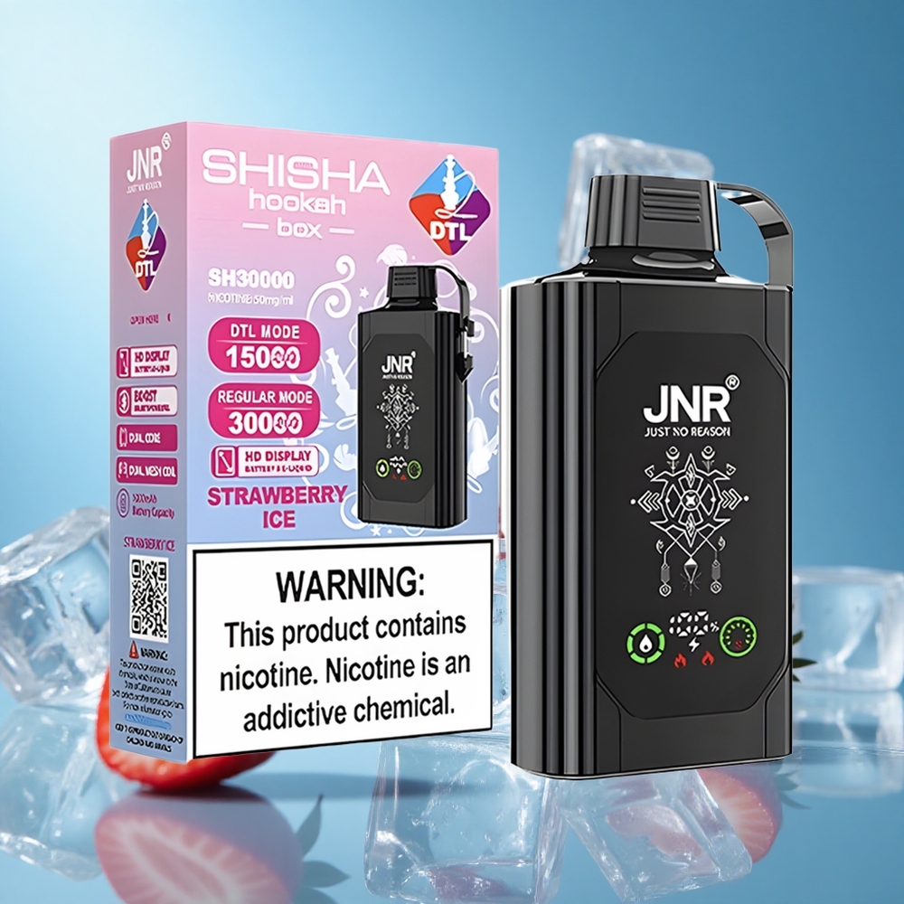 JNR Shisha Hookah Box 20500 Puffs فراولة مثلج بشاشة عالية الدقة ونوع شحن Type-C